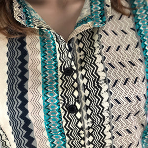 Turquoise ethnic print tunic