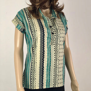 Turquoise ethnic print tunic