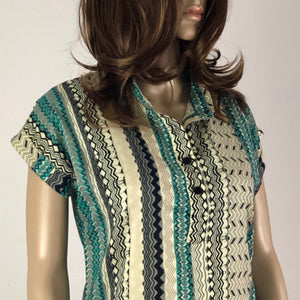 Turquoise ethnic print tunic