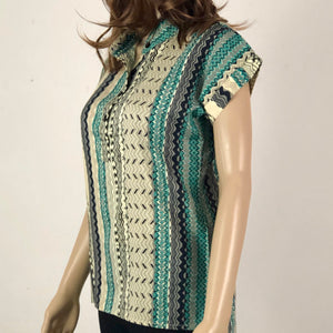 Turquoise ethnic print tunic