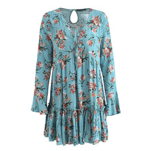 Load image into Gallery viewer, Floral Blue Boho Dress