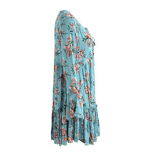 Load image into Gallery viewer, Floral Blue Boho Dress