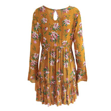 Load image into Gallery viewer, Floral Mustard Boho Dress