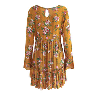 Floral Mustard Boho Dress