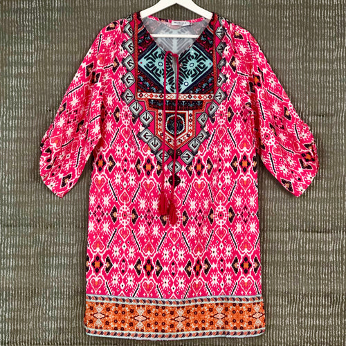 Bright Pink Ethnic Print Tunic