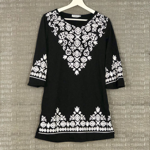 Black with White Detailing Tunic Dress