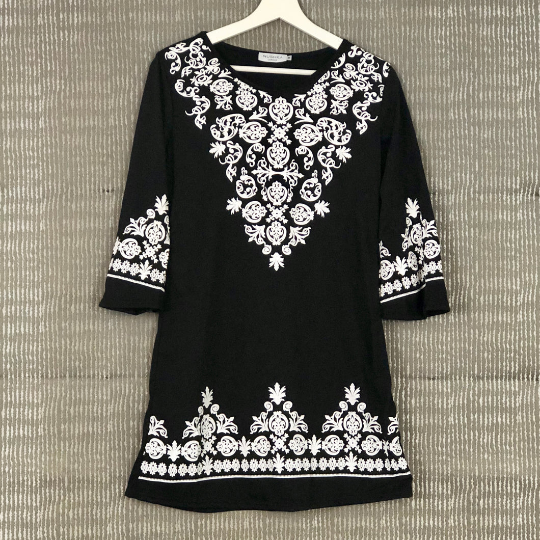 Black with White Detailing Tunic Dress