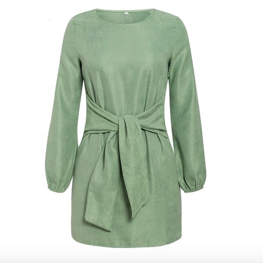 Pistachio Belted Short Dress