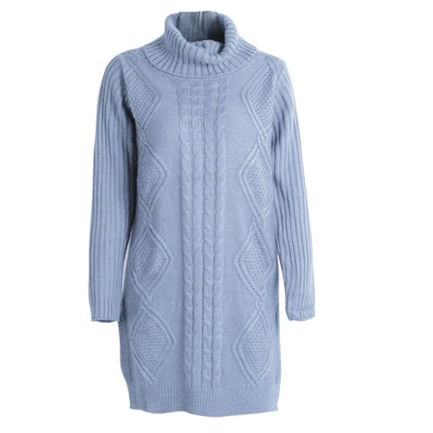 Fashion powder blue sweater dress