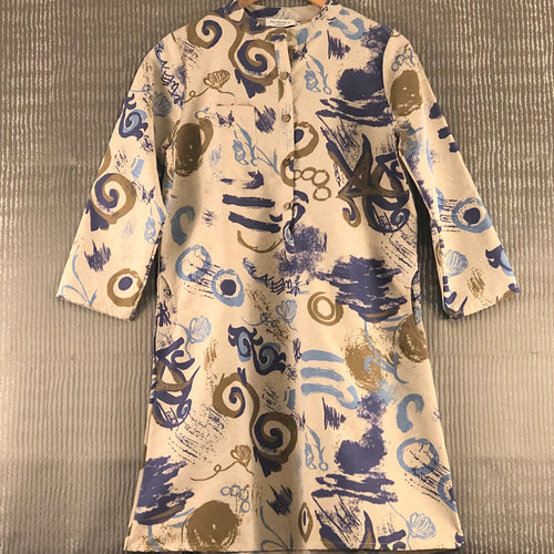 Abstract Print Linen Dress