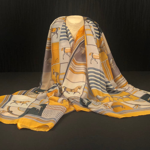 Yellow & Grey Silk Scarf