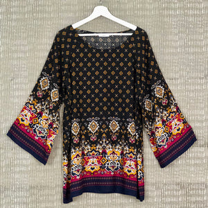 Black Ethnic Print Tunic